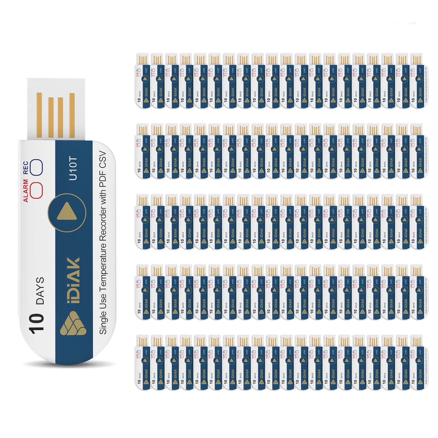 iDiAK U10T USB Temperature Data Logger Single Use PDF/Excel 10 Days Cold Chain Transportation Fresh Tag