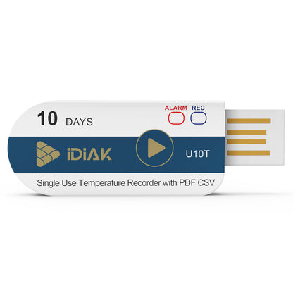 iDiAK U10T USB Temperature Data Logger Single Use PDF/Excel 10 Days Cold Chain Transportation Fresh Tag