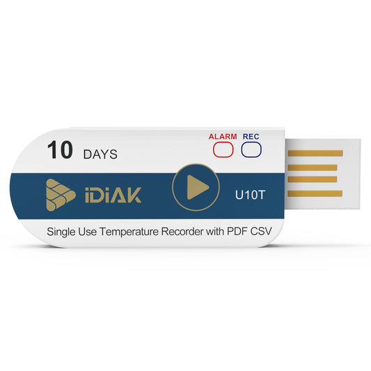 iDiAK U10T USB Temperature Data Logger Single Use PDF/Excel 10 Days Cold Chain Transportation Fresh Tag