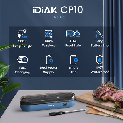 iDiAk CP10 New Gen Wireless Meat Thermometer for Grilling and Smoking