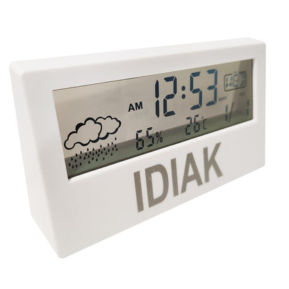 iDiAK Digital Alarm Clock, Electronic LED Time Display, Alarm Settings, Humidity & Temperature Detect for Bedroom, Bedside (White)