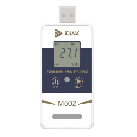 IDIAK M502 USB Temperature Data Logger Temp/Humidity Recorder with PDF and Excel (Reusable) Refrigerator Thermometer 14400 Points High Accuracy - 1 Pack