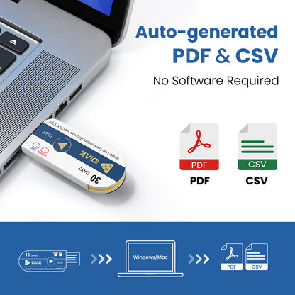 U30T USB Temperature Data Logger Single Use PDF/Excel 30 Days Cold Chain Transportation Fresh Tag